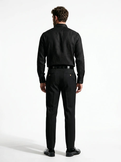 Jet Black Linen Formal Shirt