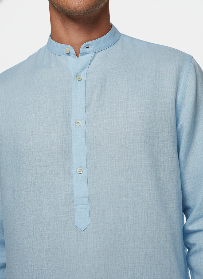 100% Linen Kurta Blue