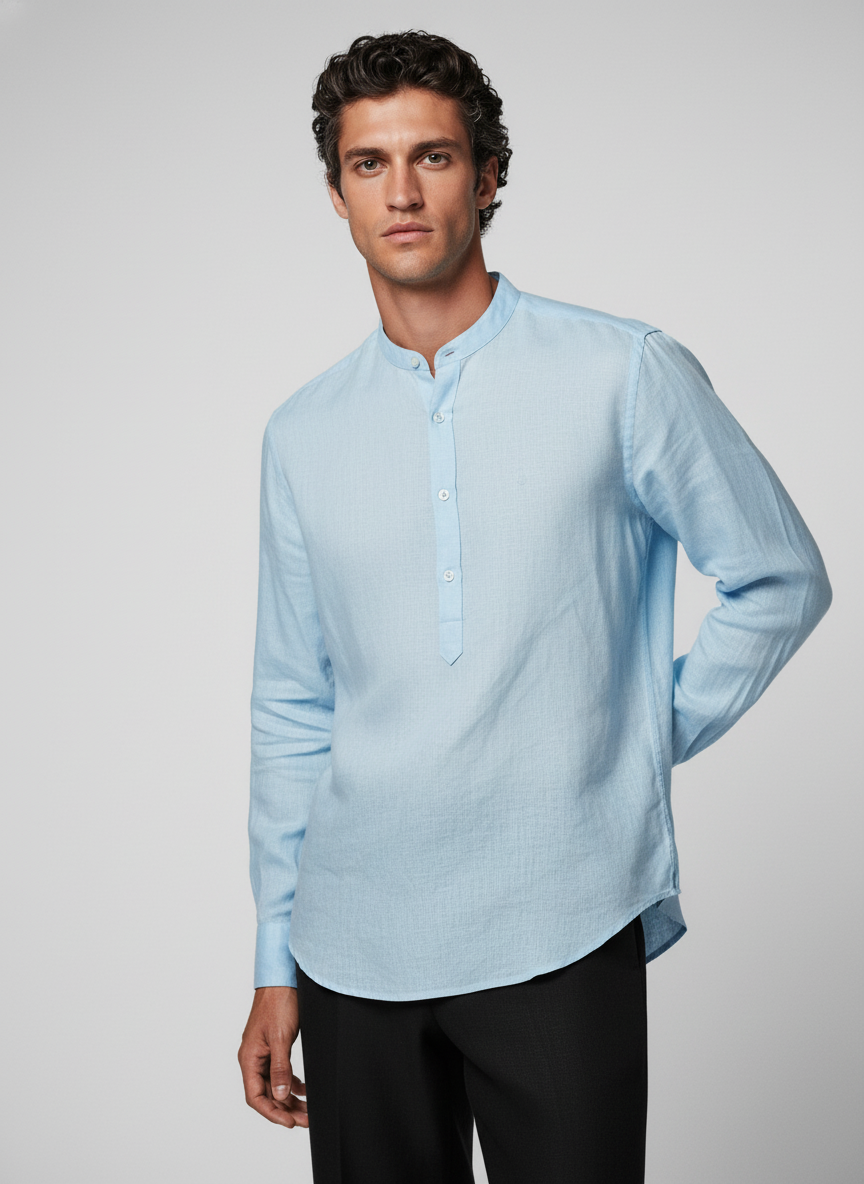 100% Linen Kurta Blue
