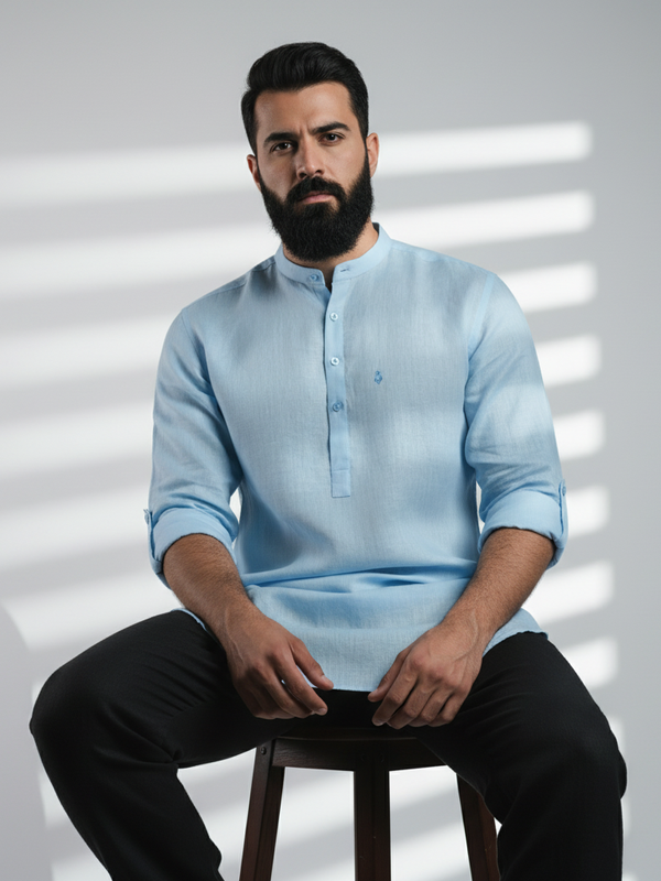 100% Linen Kurta Blue