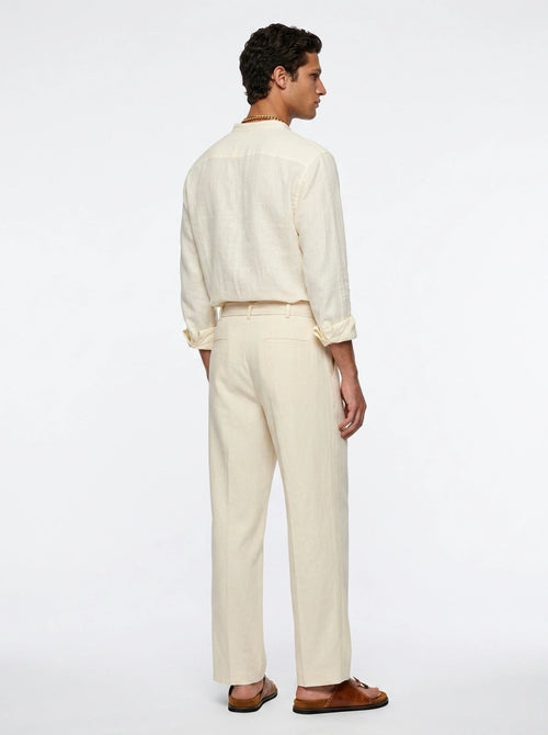 Ivory Linen Mandarin Shirt
