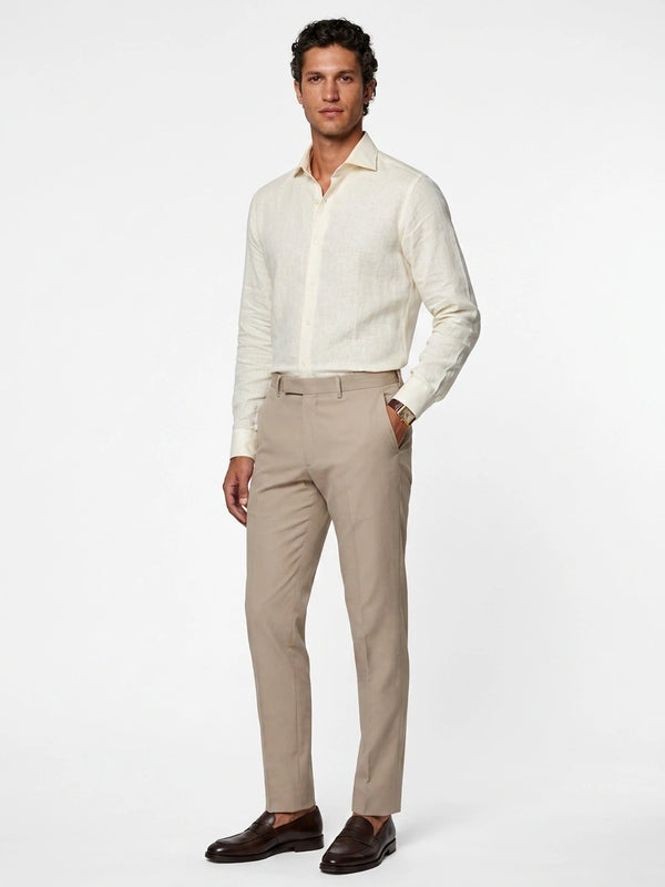 Ivory Linen Cut-Away Shirt