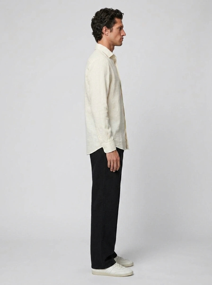 100% Linen Casual Shirt Ivory