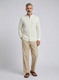 100% Linen Shirt Mandari Collar Ivory