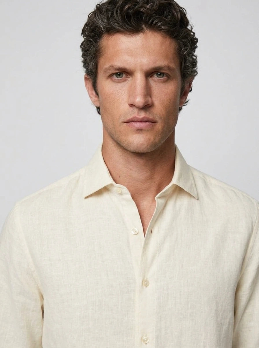 100% Linen Casual Shirt Ivory