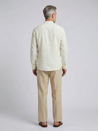 100% Linen Shirt Mandari Collar Ivory