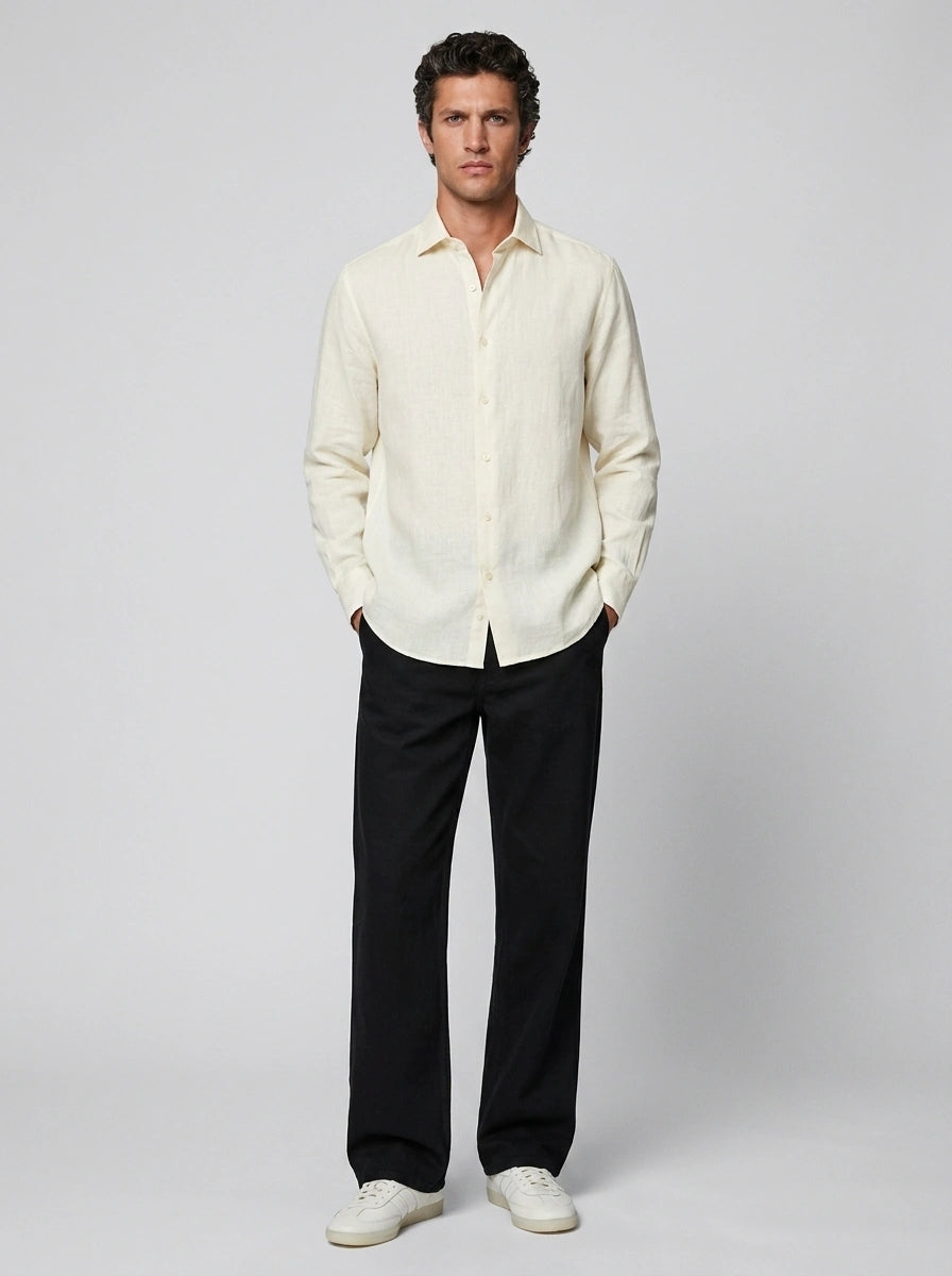 100% Linen Casual Shirt Ivory