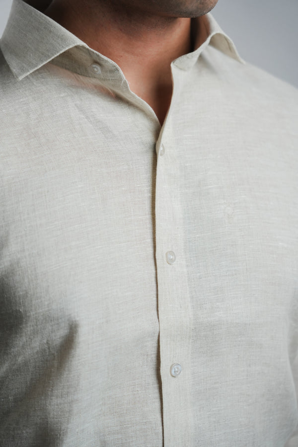 100% Linen Formal Shirt Sand Beige