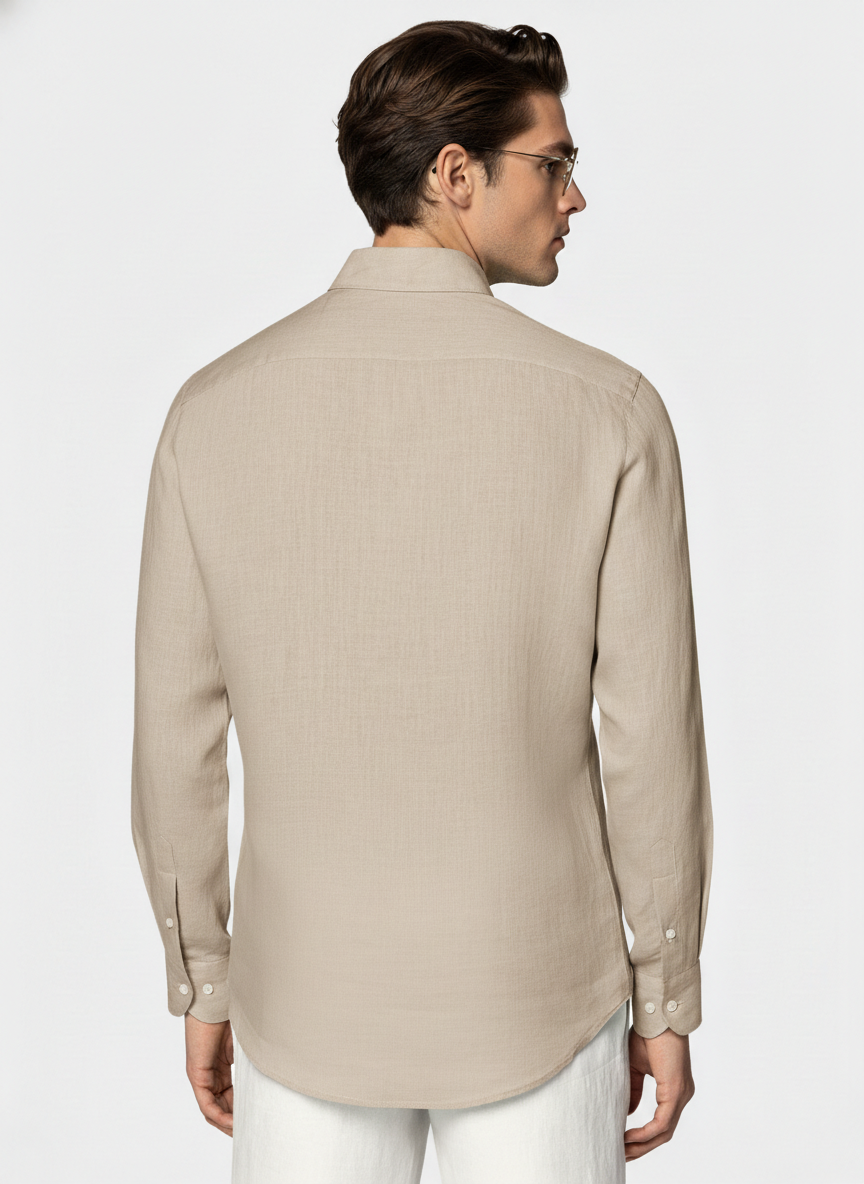 100% Linen Shirt Dark Biege