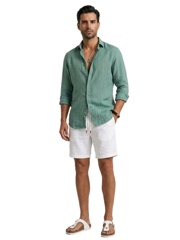 100% Linen Casual Shirt Mint Green