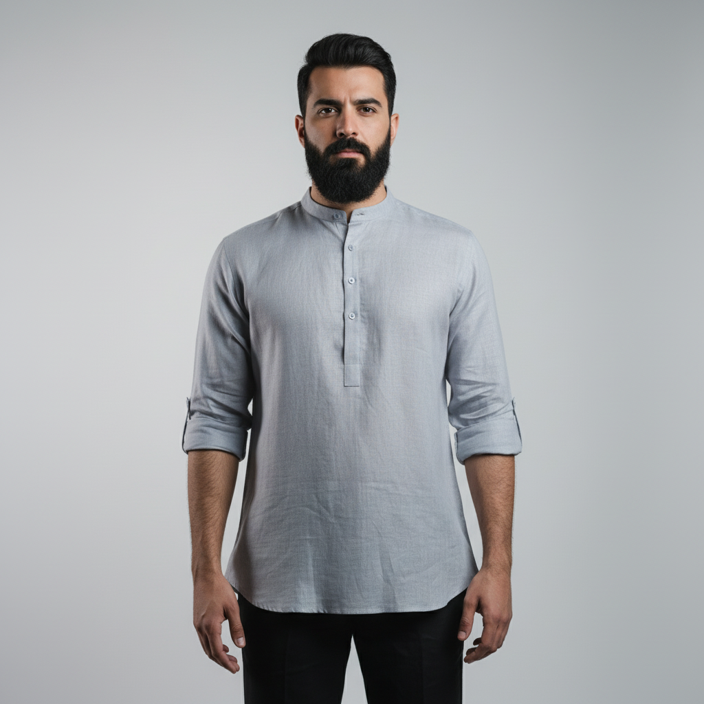 100% Linen Kurta Grey