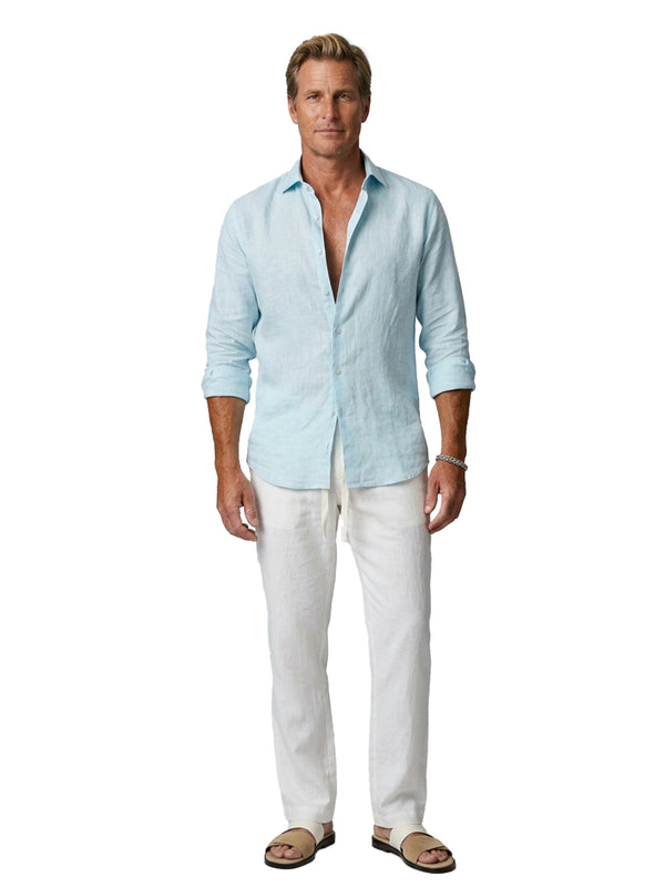 100% Linen Casual Shirt Sky Blue