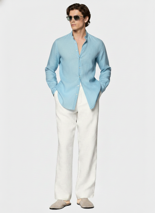 100% Linen Shirt Light Blue
