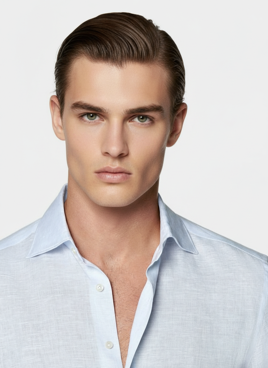 100% Linen Shirt Light Blue