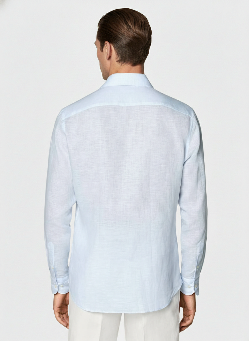 100% Linen Shirt Light Blue