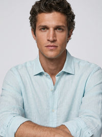 100% Linen Casual Shirt Sky Blue