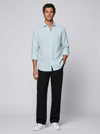 100% Linen Casual Shirt Sky Blue