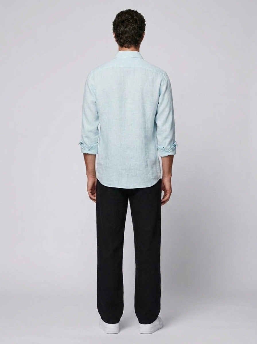 100% Linen Casual Shirt Sky Blue