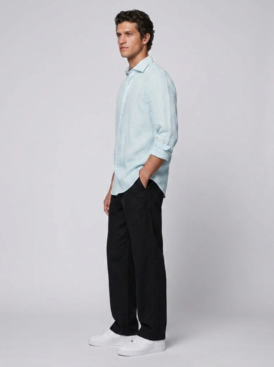 100% Linen Casual Shirt Sky Blue