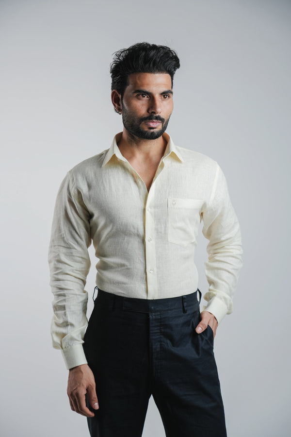 100% Linen Formal Shirt Ivory