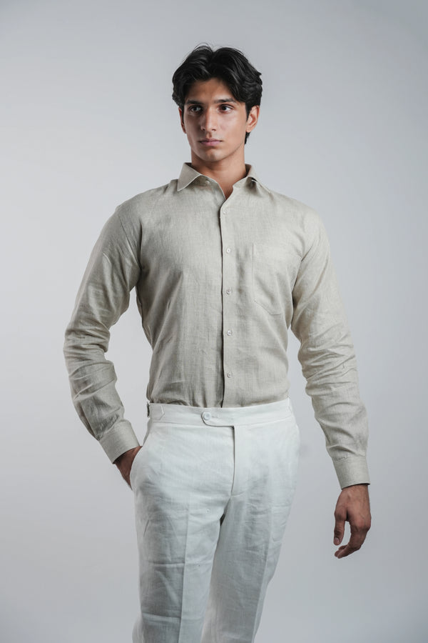 100% Linen Formal Shirt Camel Beige
