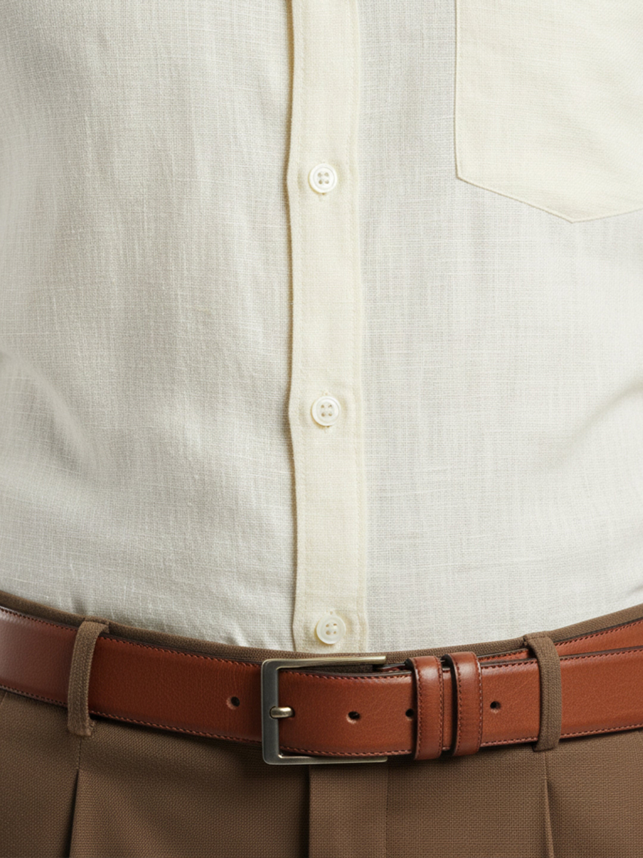 Long Collar Formal Linen Shirt With Pocket Light Blue
