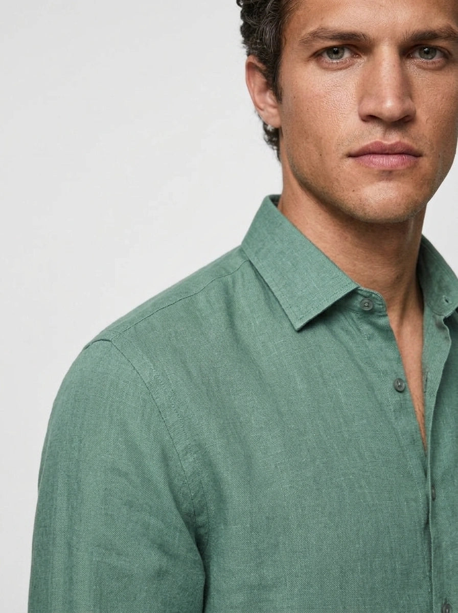 100% Linen Casual Shirt Mint Green