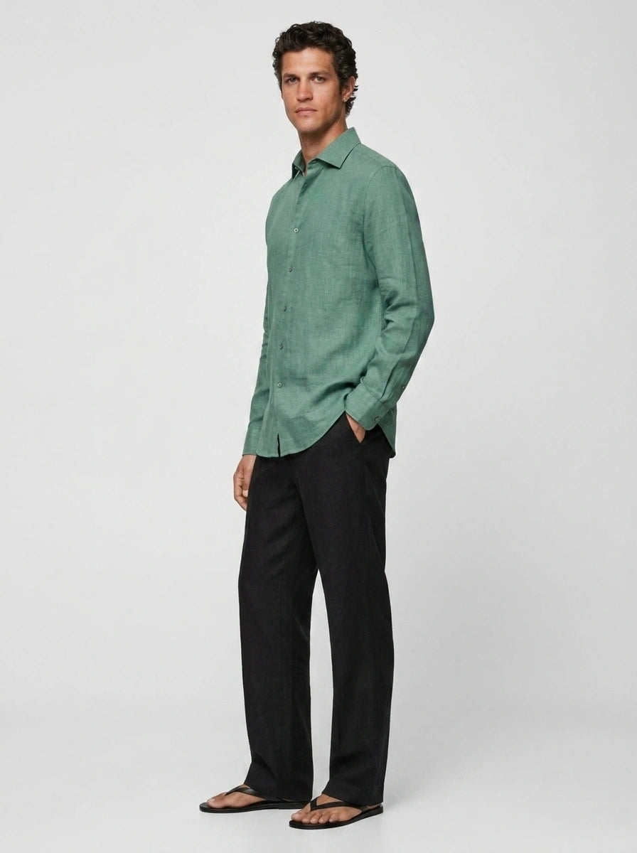 100% Linen Casual Shirt Mint Green