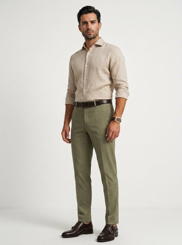 100% Linen Formal Shirt Camel Beige