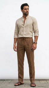 100% Linen Formal Shirt Camel Beige