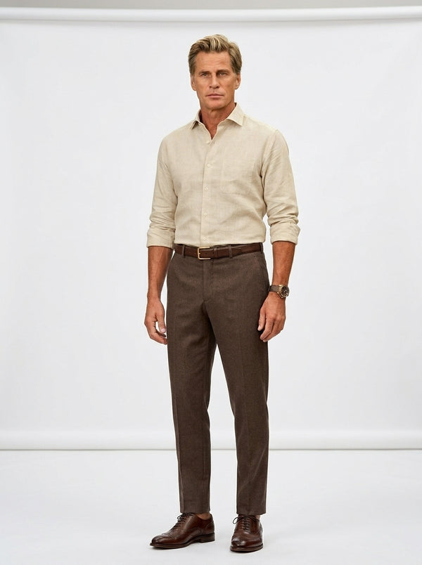 100% Linen Formal Shirt Sand Beige