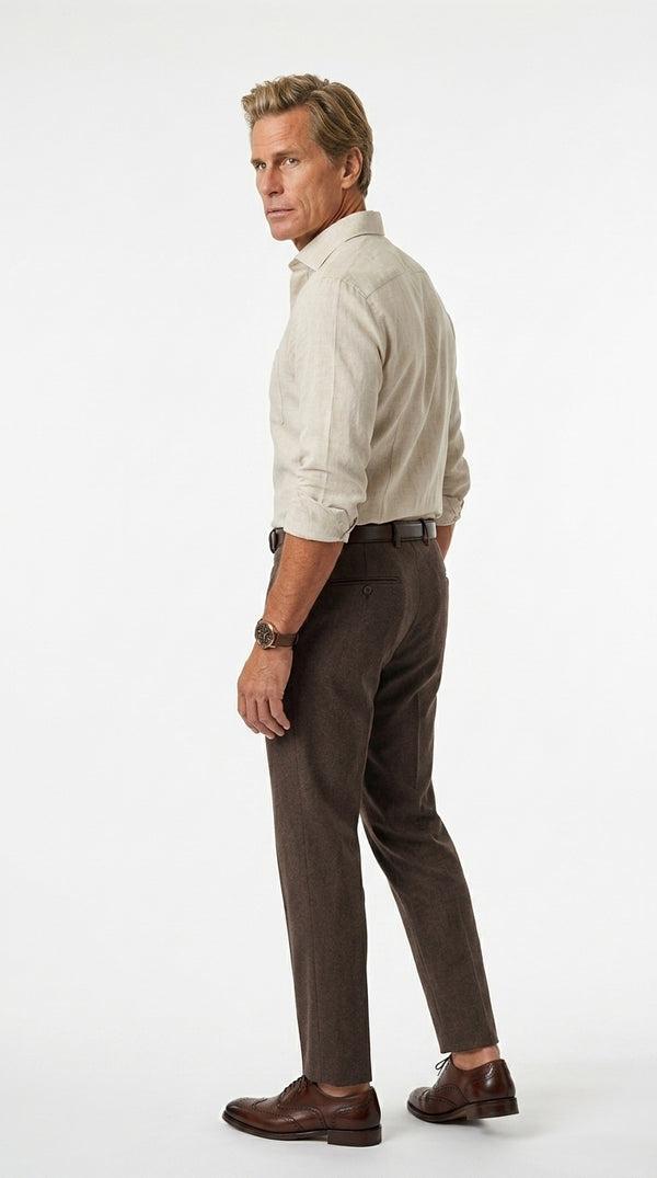100% Linen Formal Shirt Sand Beige