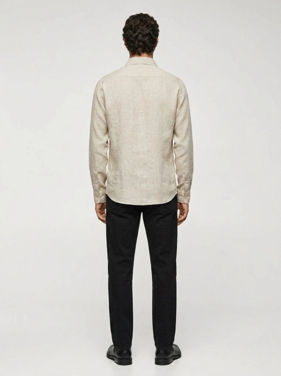 100% Linen Casual Shirt Sand Beige