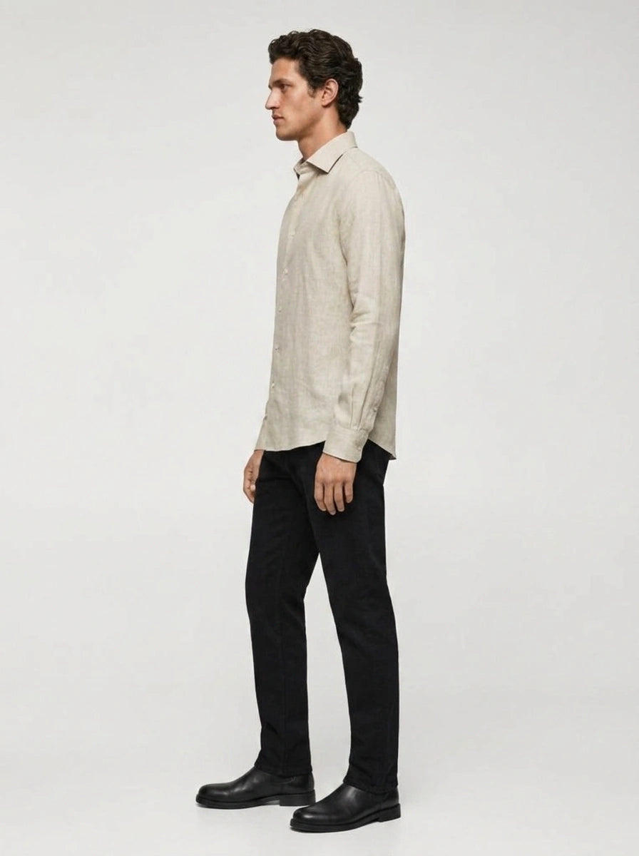 100% Linen Casual Shirt Sand Beige