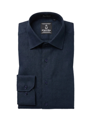 100% Linen Formal Shirt Navy Blue