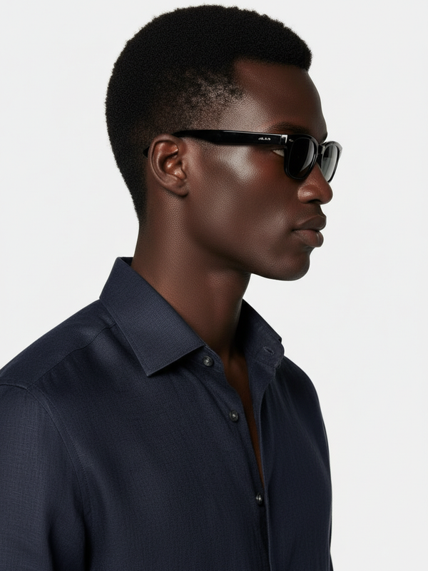 100% Linen Shirt Navy Blue