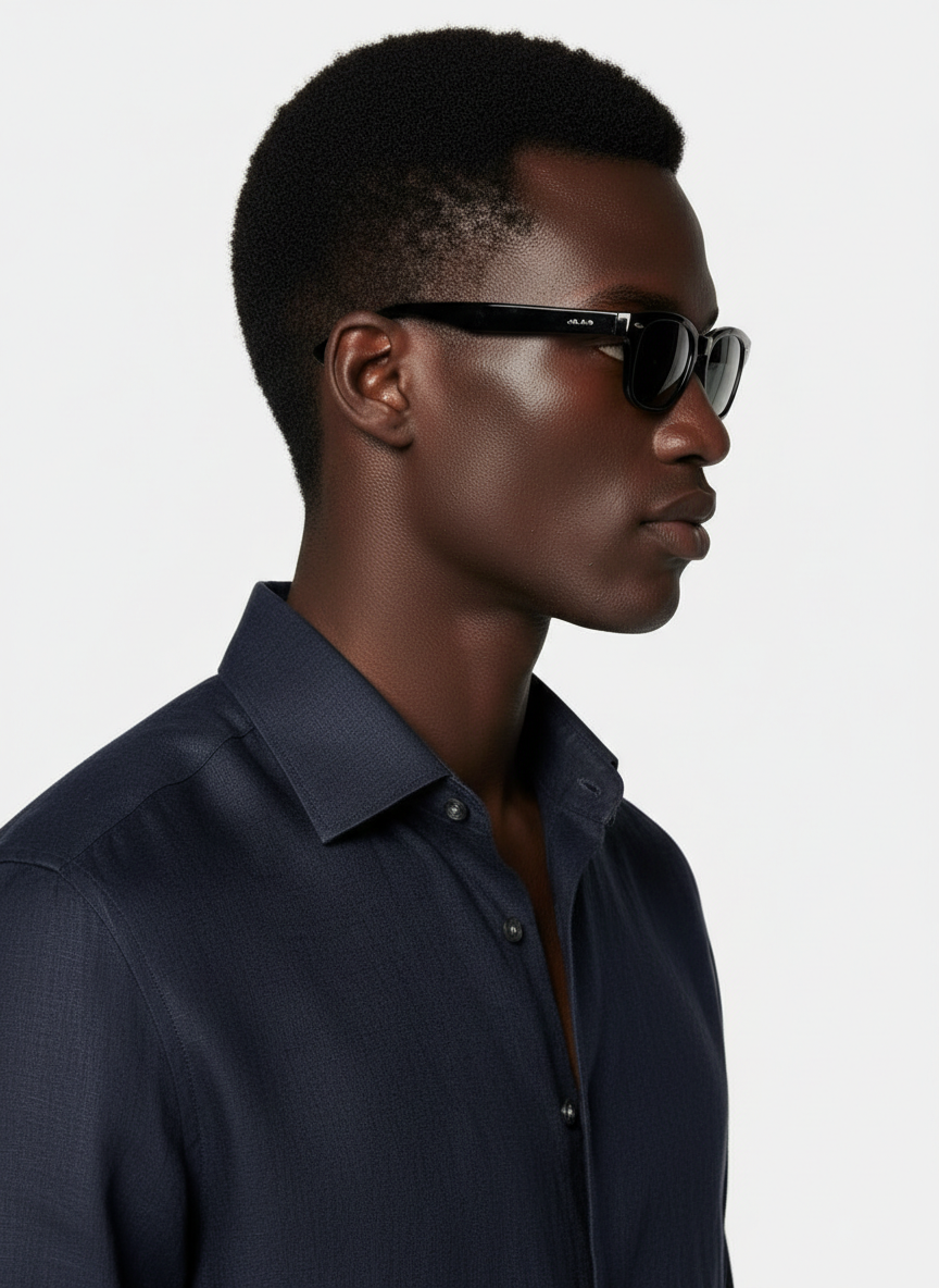 100% Linen Shirt Navy Blue