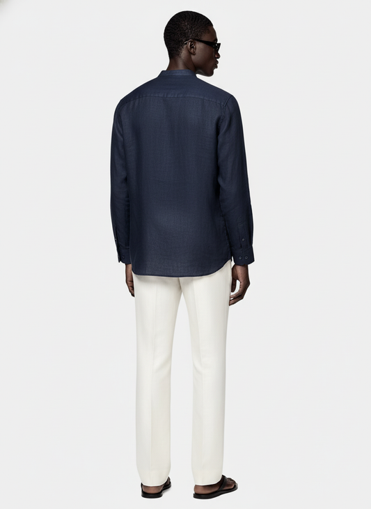 100% Linen Kurta Navy Blue