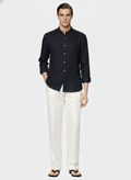 100% Linen Shirt Navy Blue