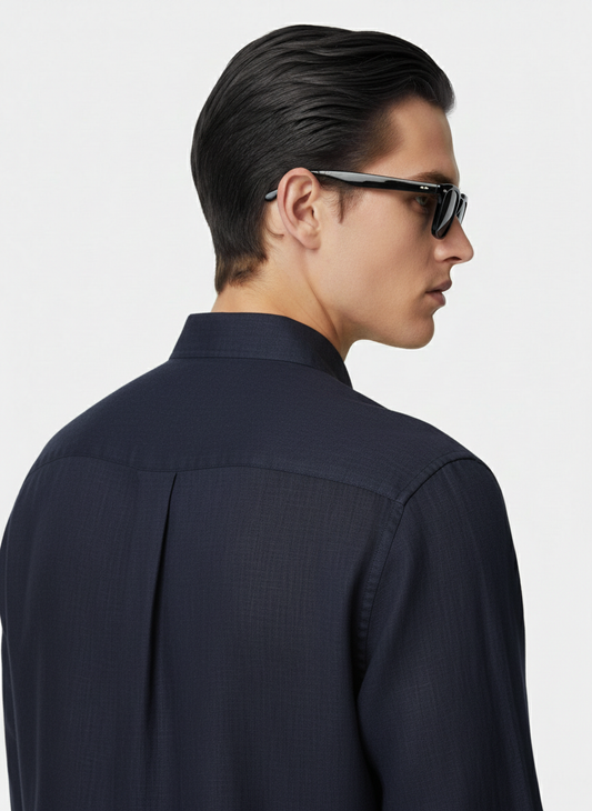 100% Linen Shirt Navy Blue