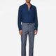 Navy Linen Mandarin Shirt