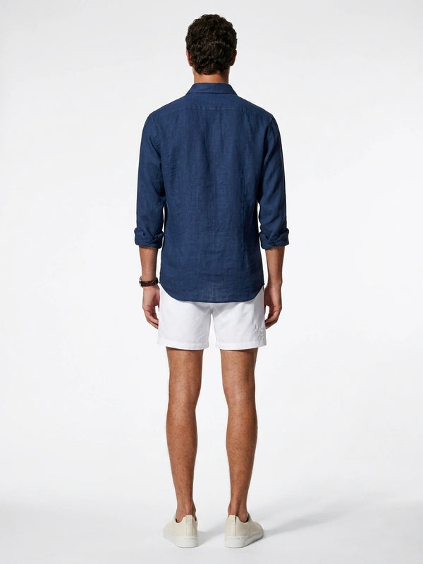 Navy Linen Casual Shirt
