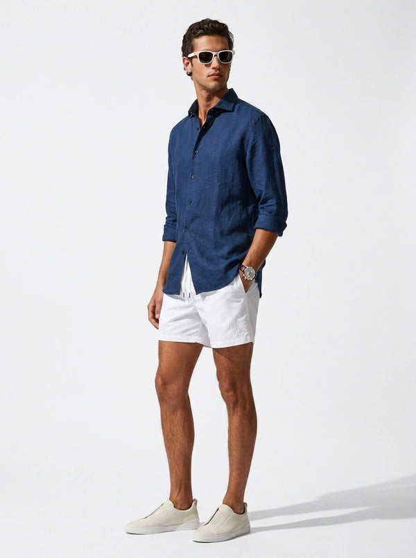 Aero Luxe™ Linen Casual Shirt Navy Blue