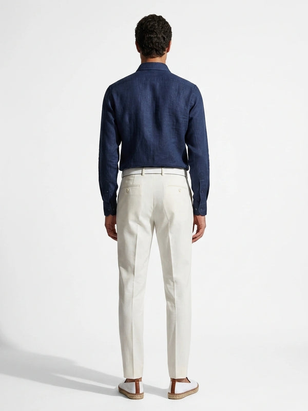 100% Linen Formal Cut-Away Shirt Navy Blue
