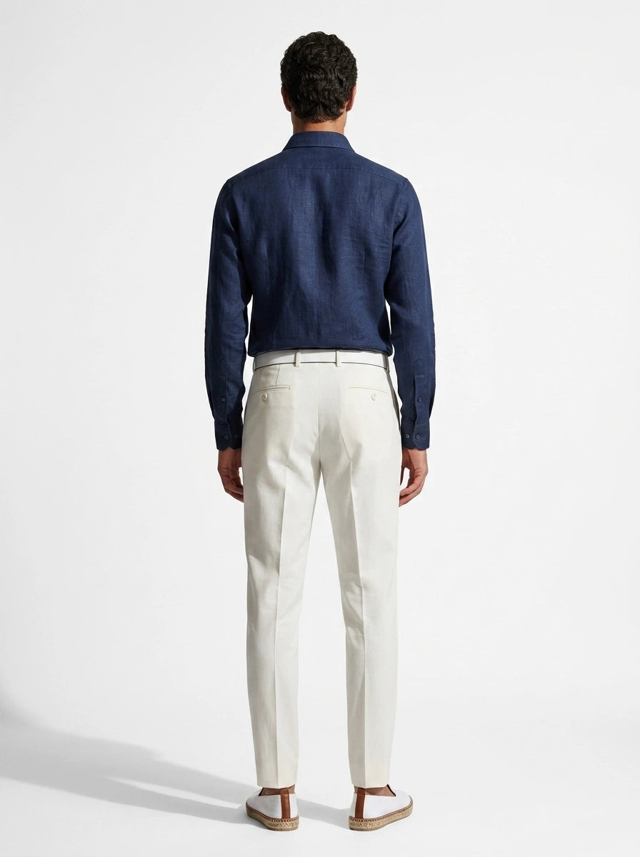 Navy Linen Cut-Away Shirt