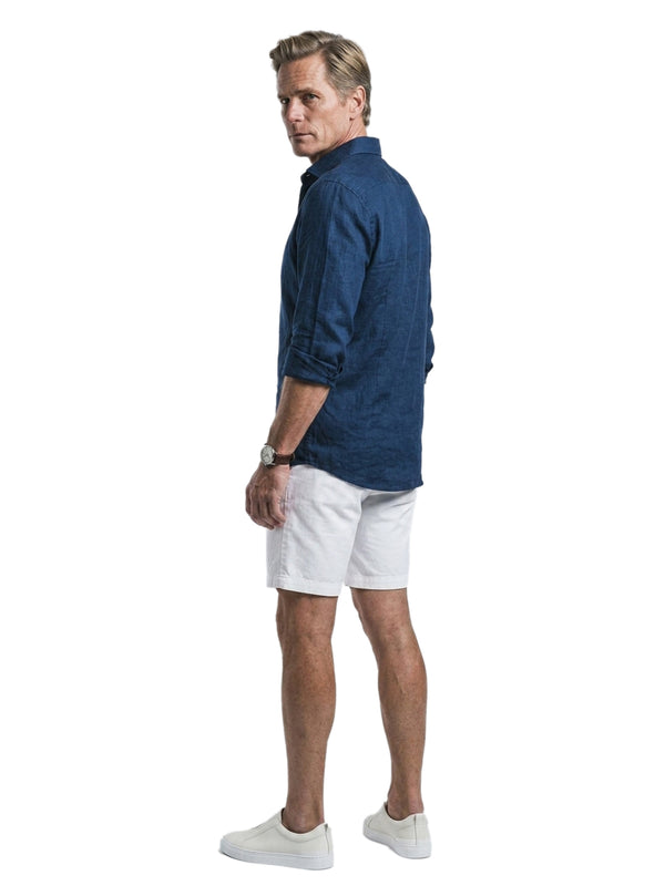 100% Linen Casual Shirt Navy Blue