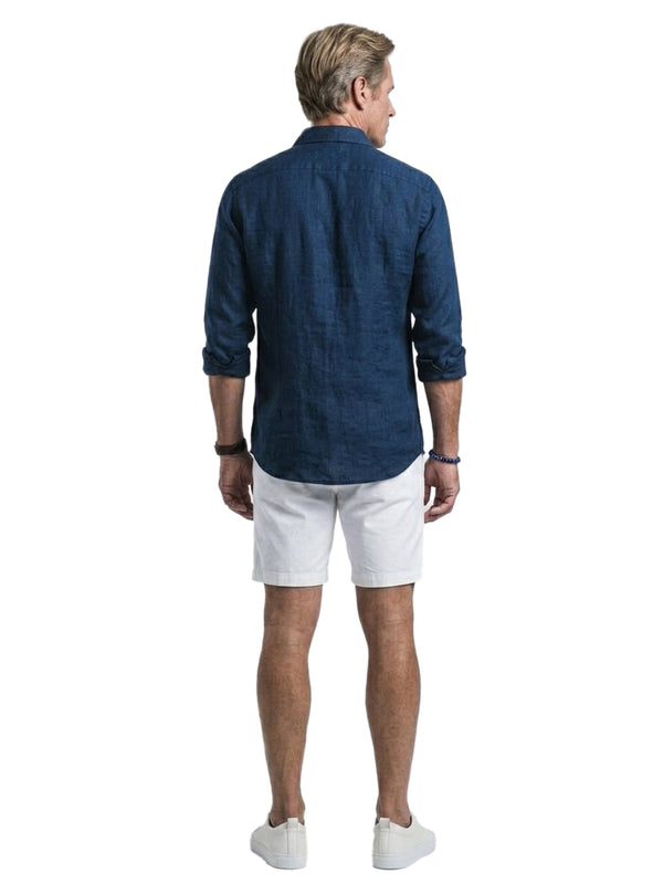 100% Linen Casual Shirt Navy Blue