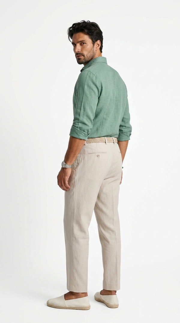 100% Linen Formal Shirt Mint Green