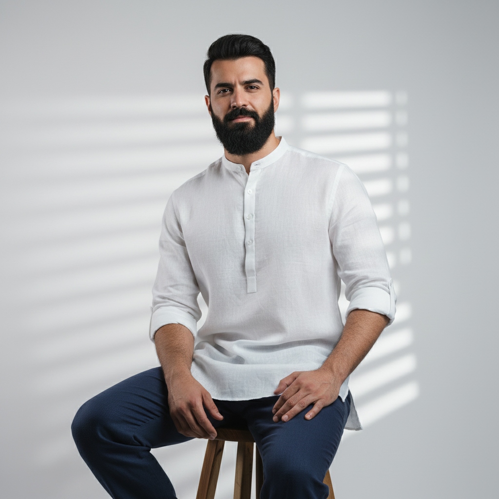 100% Linen Kurta White