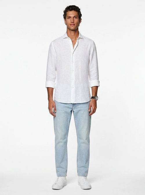 White Linen Casual Shirt